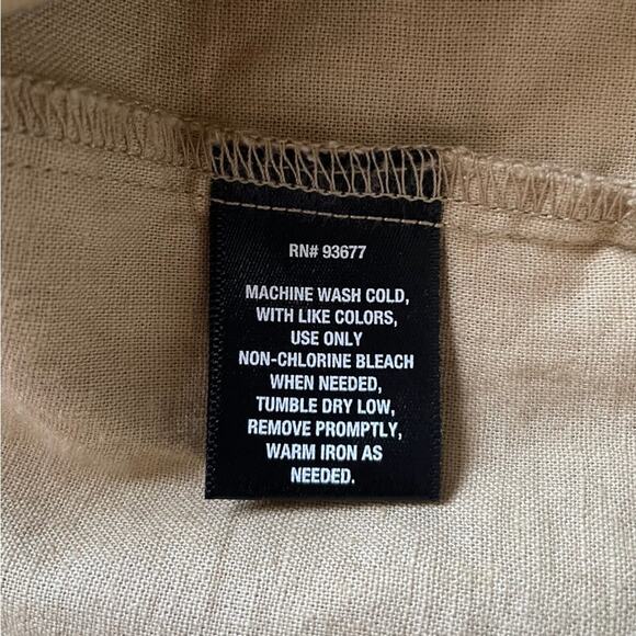 Shaquille O’Neal Tan Men’s Linen Blend Button Down Shirt Size Large Tall - Picture 5 of 6